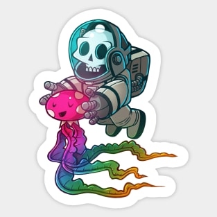 skull astronaut nr2 outline Sticker